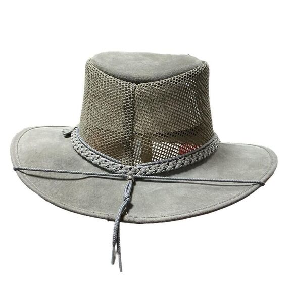 Monterey Bay Breeze Hat Mens L Gray Suede Mesh Breeze Mesh Sun Outback Style - Picture 3 of 9